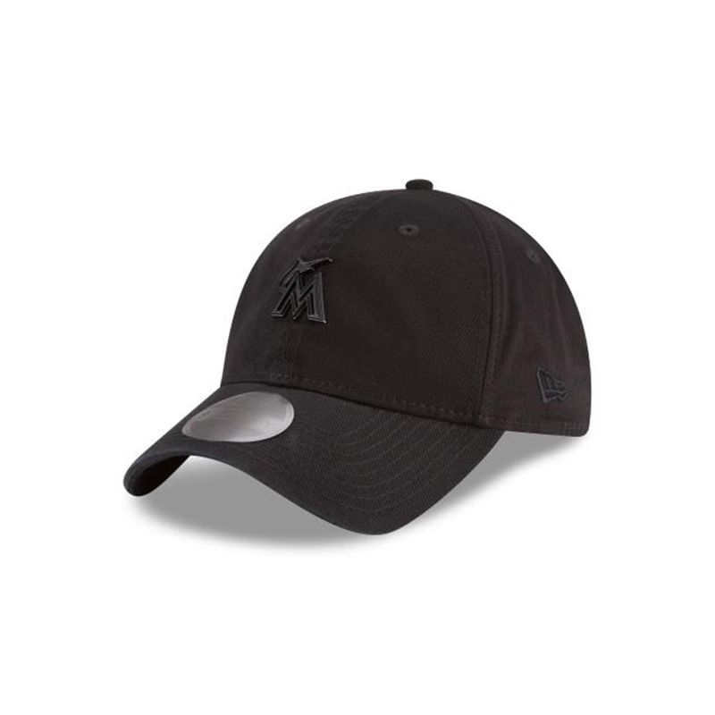 MLB Miami Marlins Micro Matte 9Twenty Adjustable (DCM2349) - Black New Era Caps